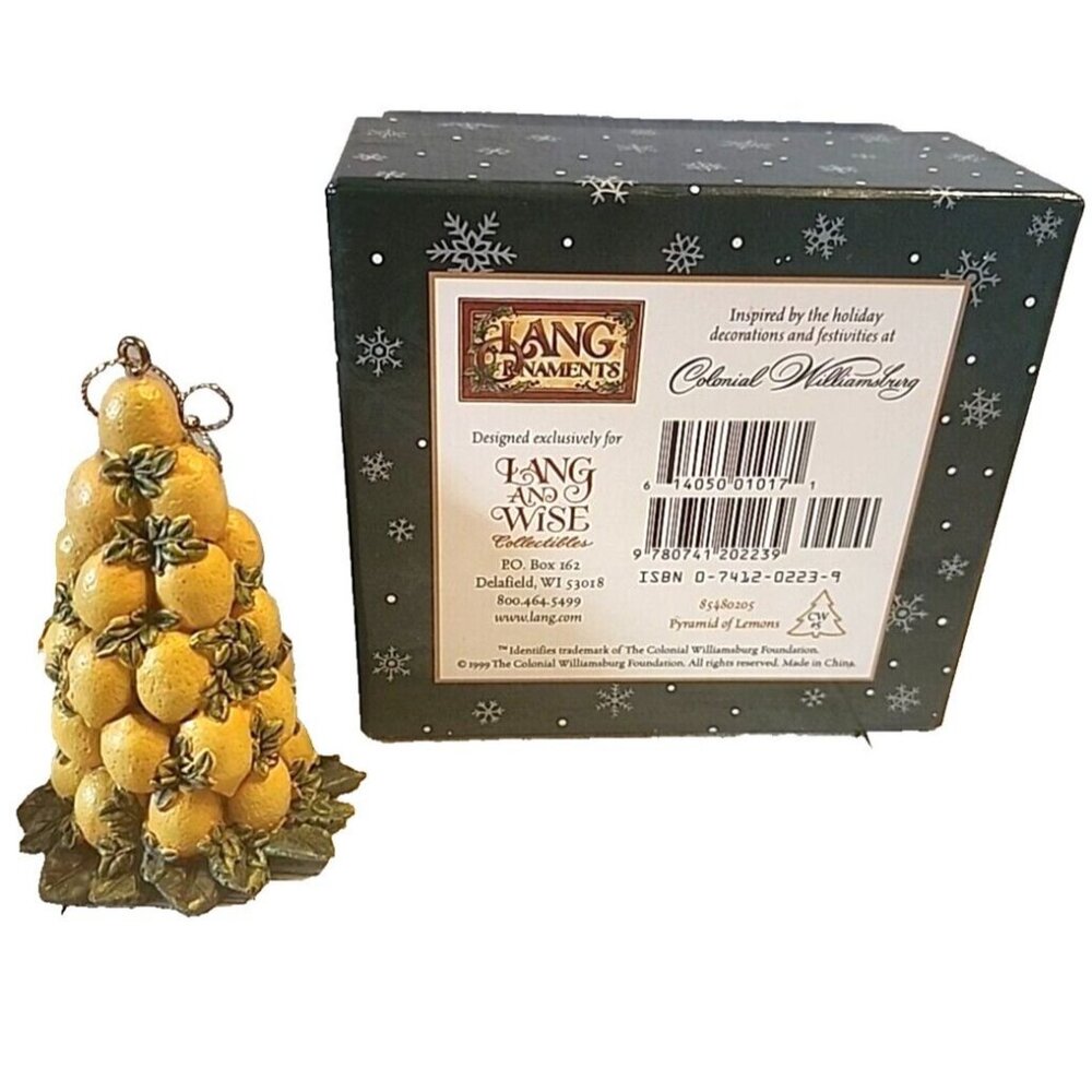 Lang Ornament Pyramid of Lemons in Box Bottom 1997 Yellow Amalfi Coast 85480205